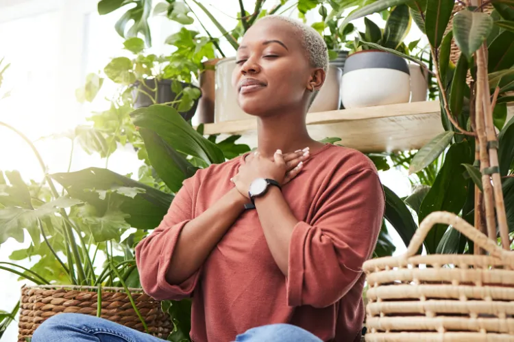 Women breathing deeply 
