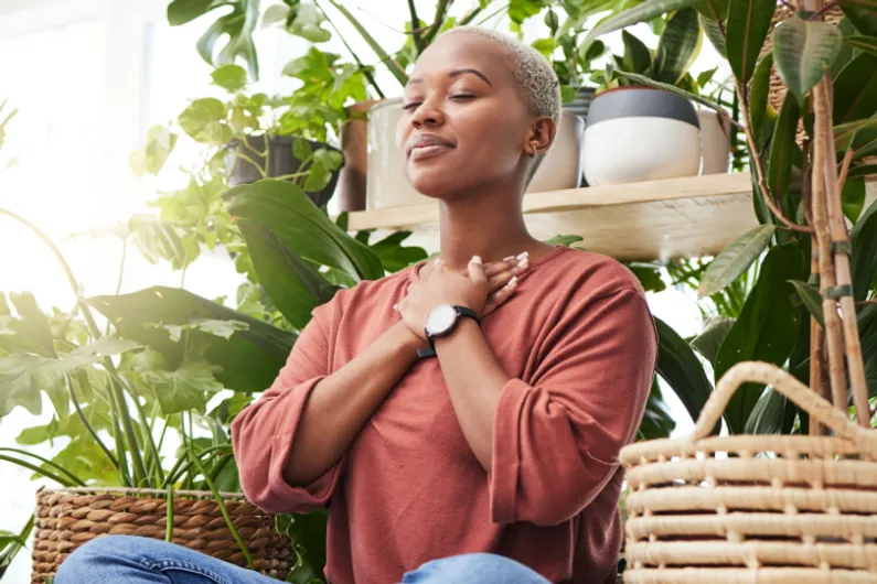 Women breathing deeply